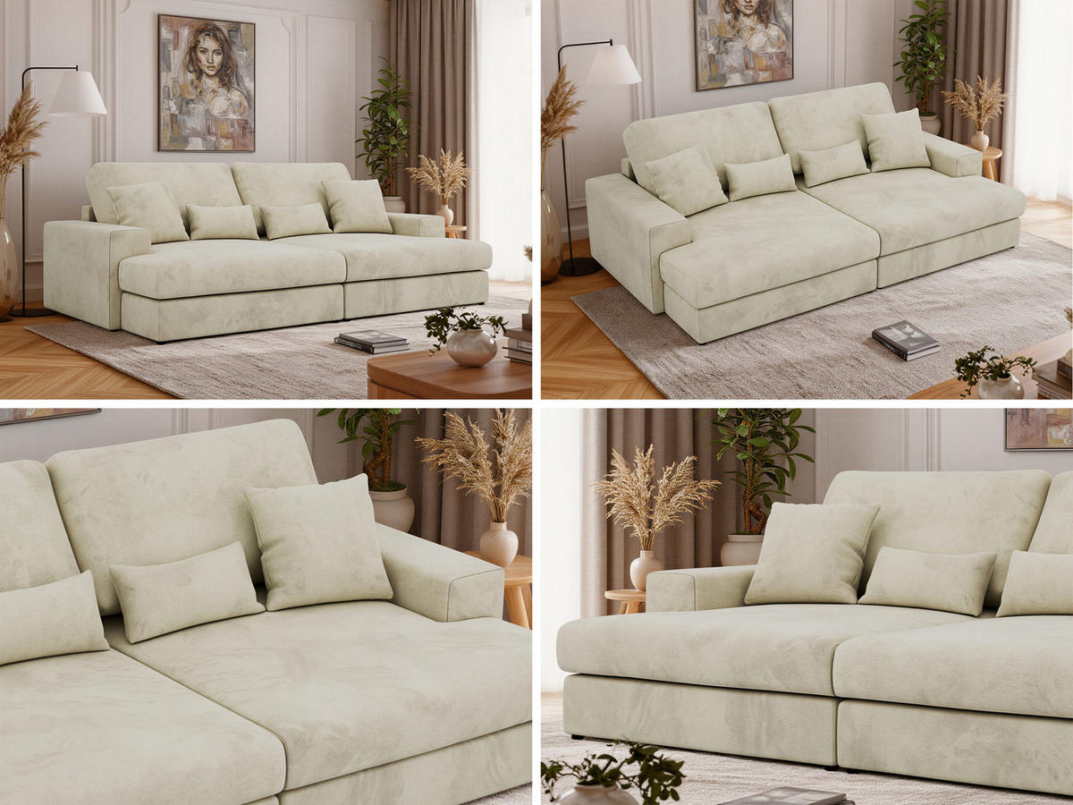 ŠTVORMIESTOVÁ POHOVKA ANERO - Béžová Samet - čierna/béžová, textil/plast (292/107/163cm) - MKS