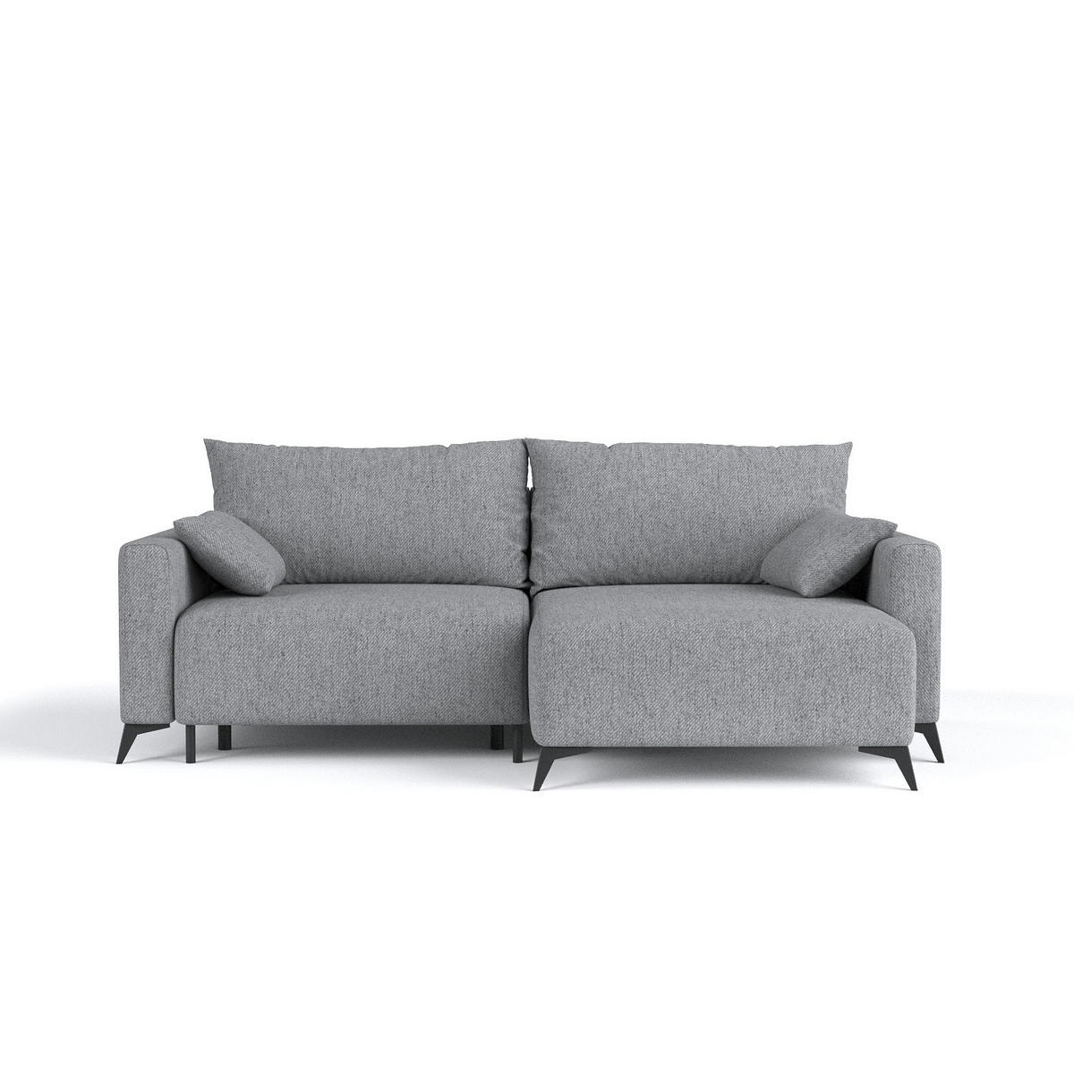 ECKSOFA NUVIO mit Schlaffunktion Grau im Neve Stoff - Schwarz/Grau, Holz/Holzwerkstoff (239/148cm) - AltaBeds