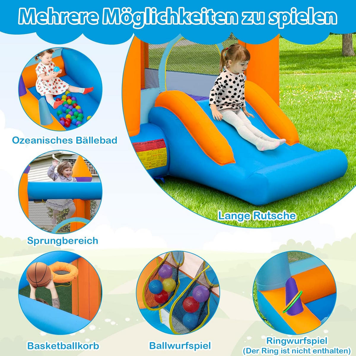 HÜPFBURG 256cm Multicolor - Multicolor, Kunststoff (337/325/256cm) - COSTWAY