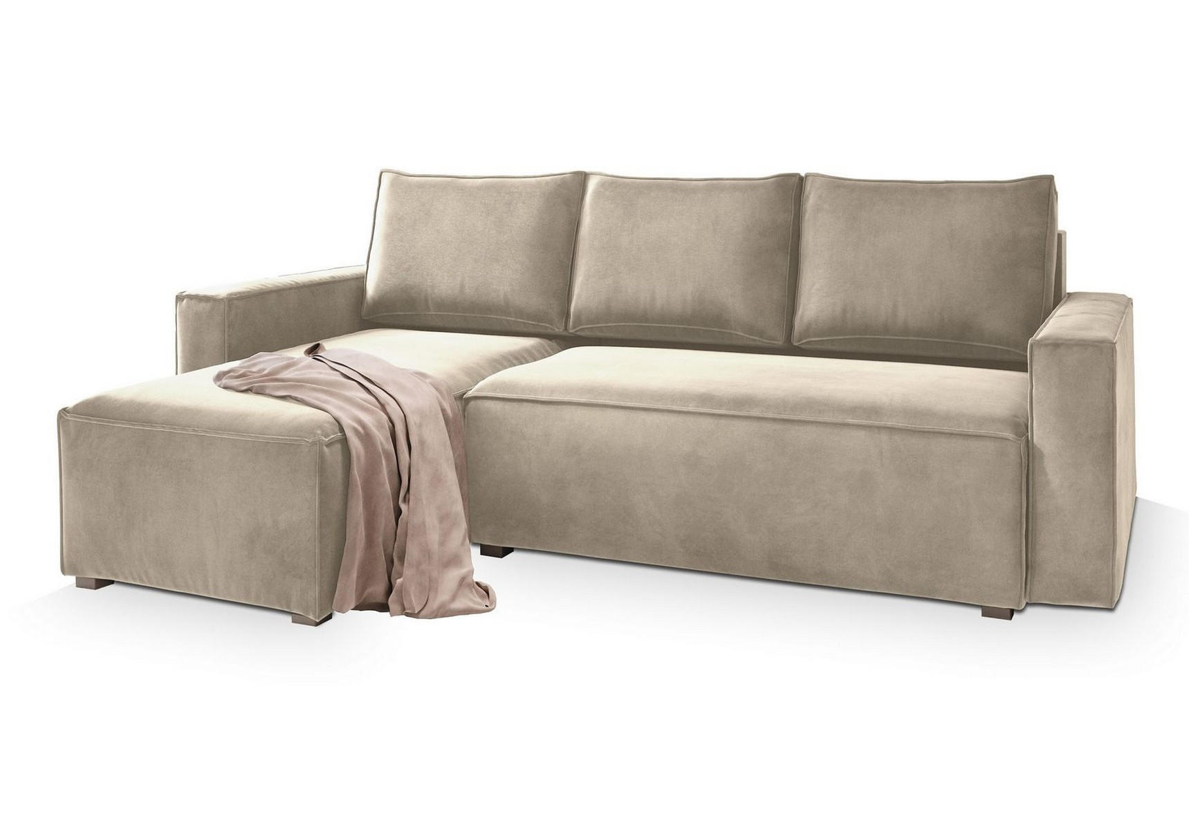 ROHOVÁ SEDAČKA SILES krémová - šedá/krémová, dřevo/textil (230/140cm) - MASSENO