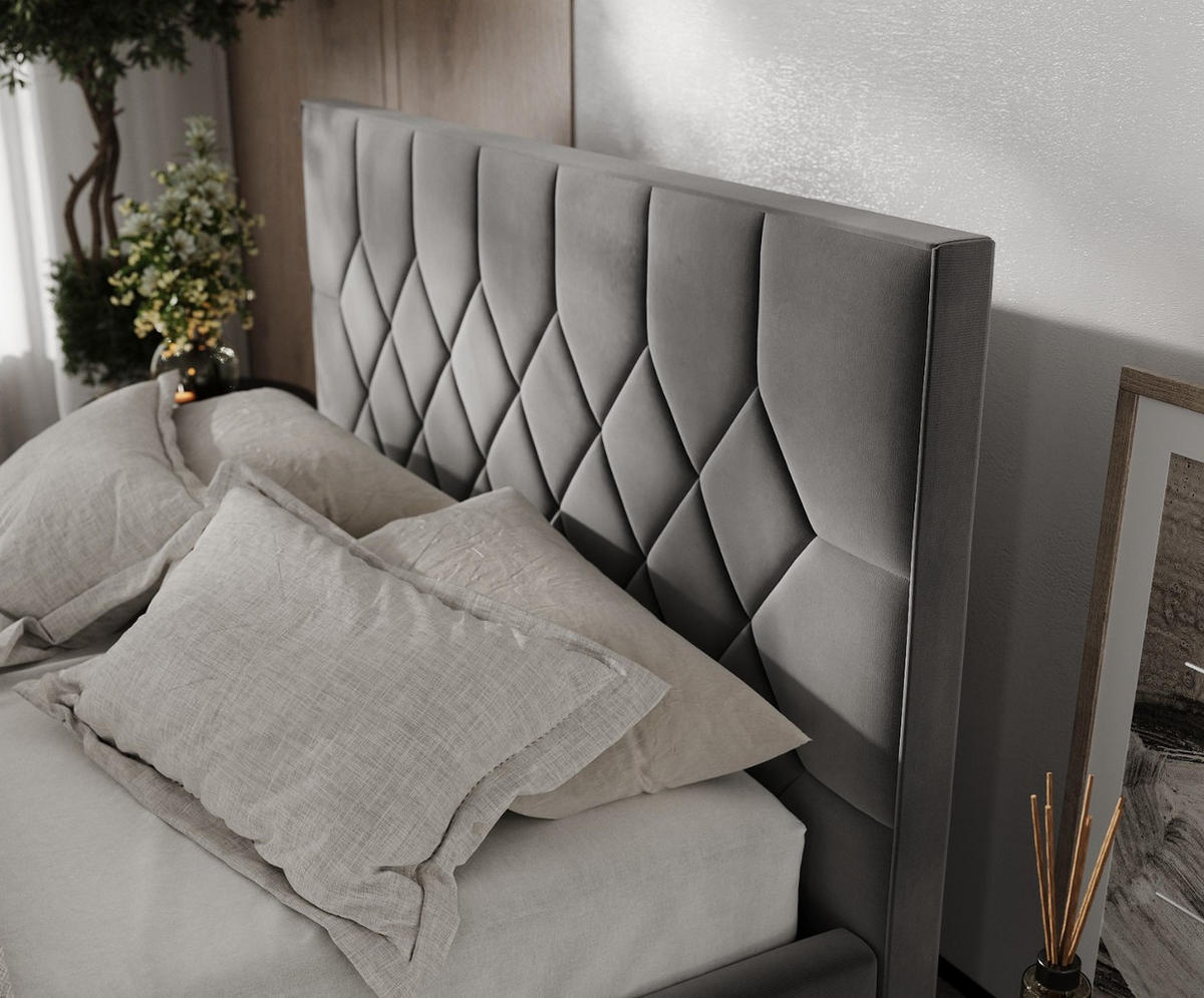 POLSTERBETT Brisa 140/200 cm Grau im Kronos Stoff - Schwarz/Naturfarben, Holz/Holzwerkstoff (140/200cm) - AltaBeds