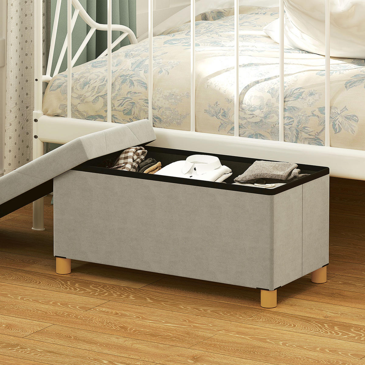 TRUHENBANK DE-16446 klappbar mit Stauraum Creme - Creme, Textil (76/38/38cm) - ComfortXL
