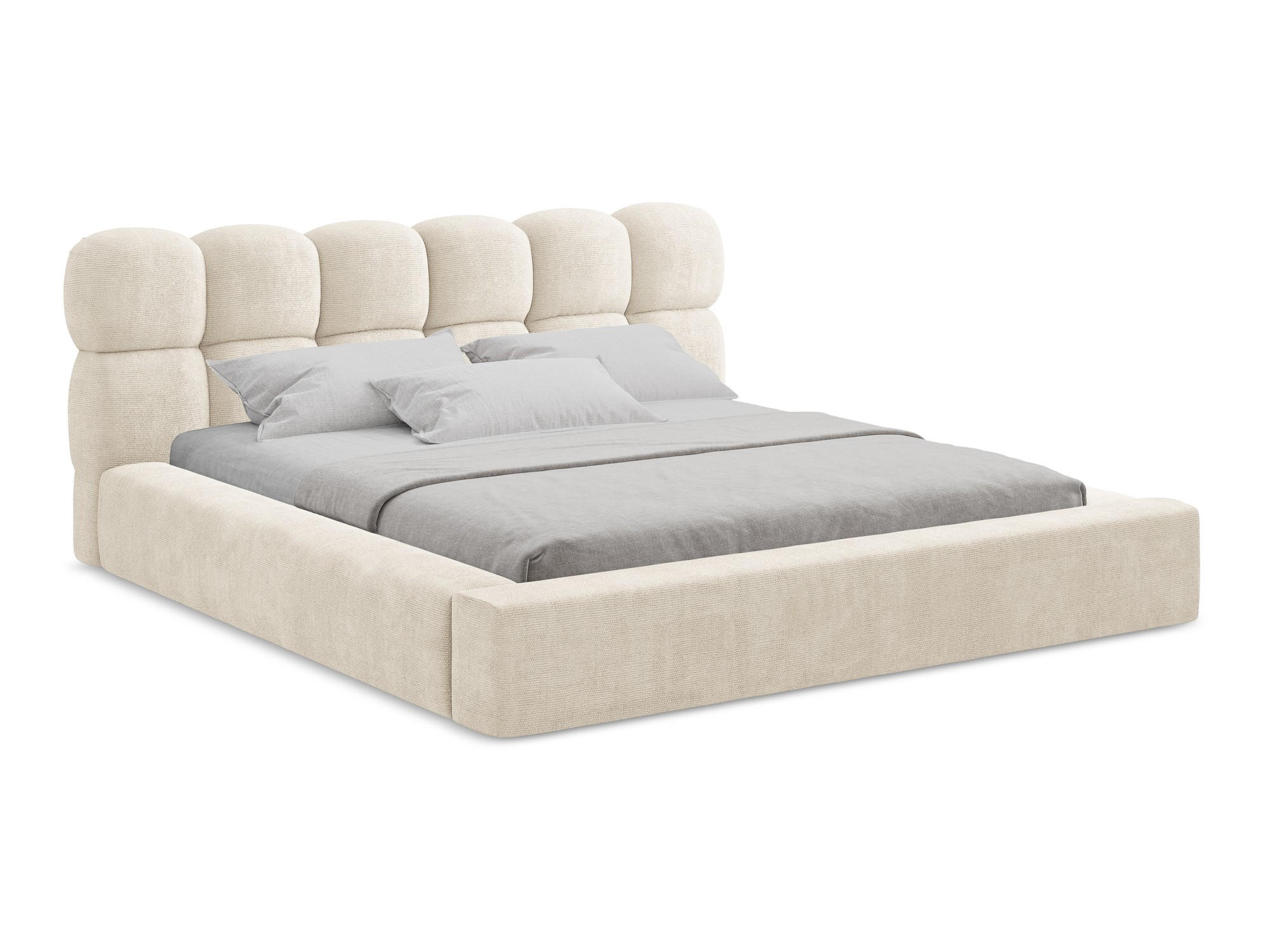 POLSTERBETT mit Bettkasten und Lattenrost 180x240 Beige - Beige/Creme, Kunststoff/Textil (140/200cm) - Makamii