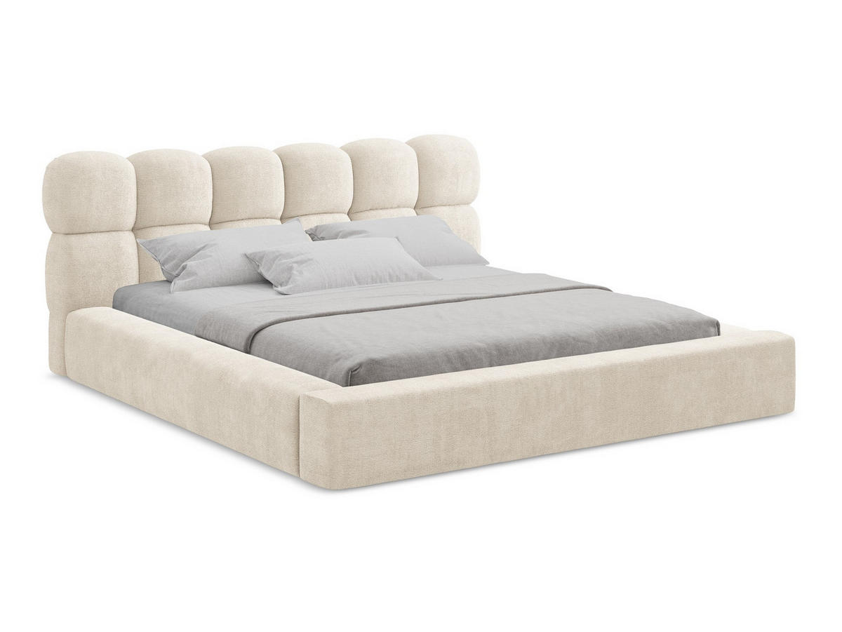 POLSTERBETT mit Bettkasten und Lattenrost 180x240 Beige - Beige/Creme, Kunststoff/Textil (140/200cm) - Makamii