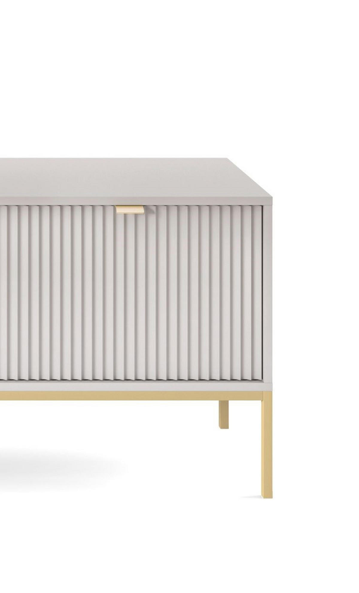 TV-SCHRANK NOVA Geriffelt Regal, 2 Türen, Schublade, Goldene Beine, 154x39x56cm, Grau - Goldfarben/Graphitfarben, Holzwerkstoff/Kunststoff (154/56/39cm) - DomoHome
