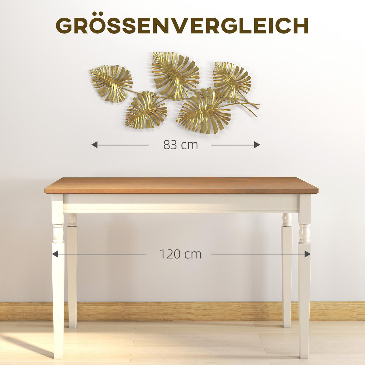 WANDDEKO Wandbild Monstera-Wanddekoration Metallbild für Schlafzimmer - Goldfarben, Metall (2.5/39/83cm) - HOMCOM