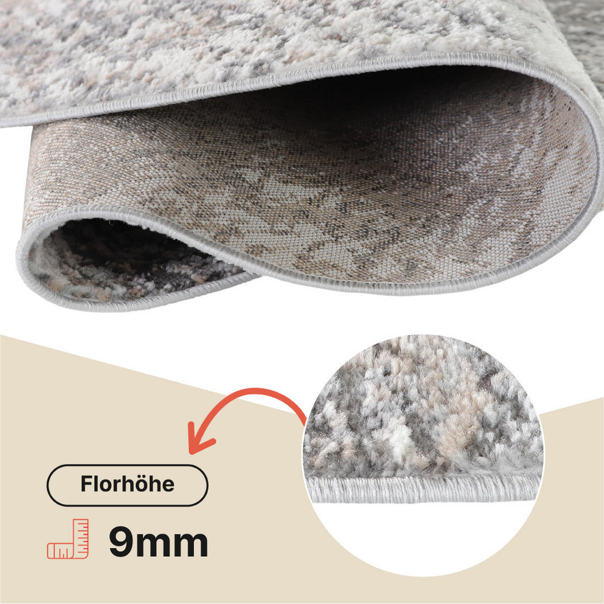 TEPPICH VALLEY Hellgrau Rund 160/160 cm - Hellgrau, Textil (160/160cm) - Tapiso