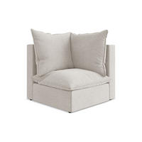 SOFAELEMENT Samt Stoff Beige - Hellbraun/Schwarz, Holzwerkstoff/Kunststoff (90/77/90cm) - Makamii