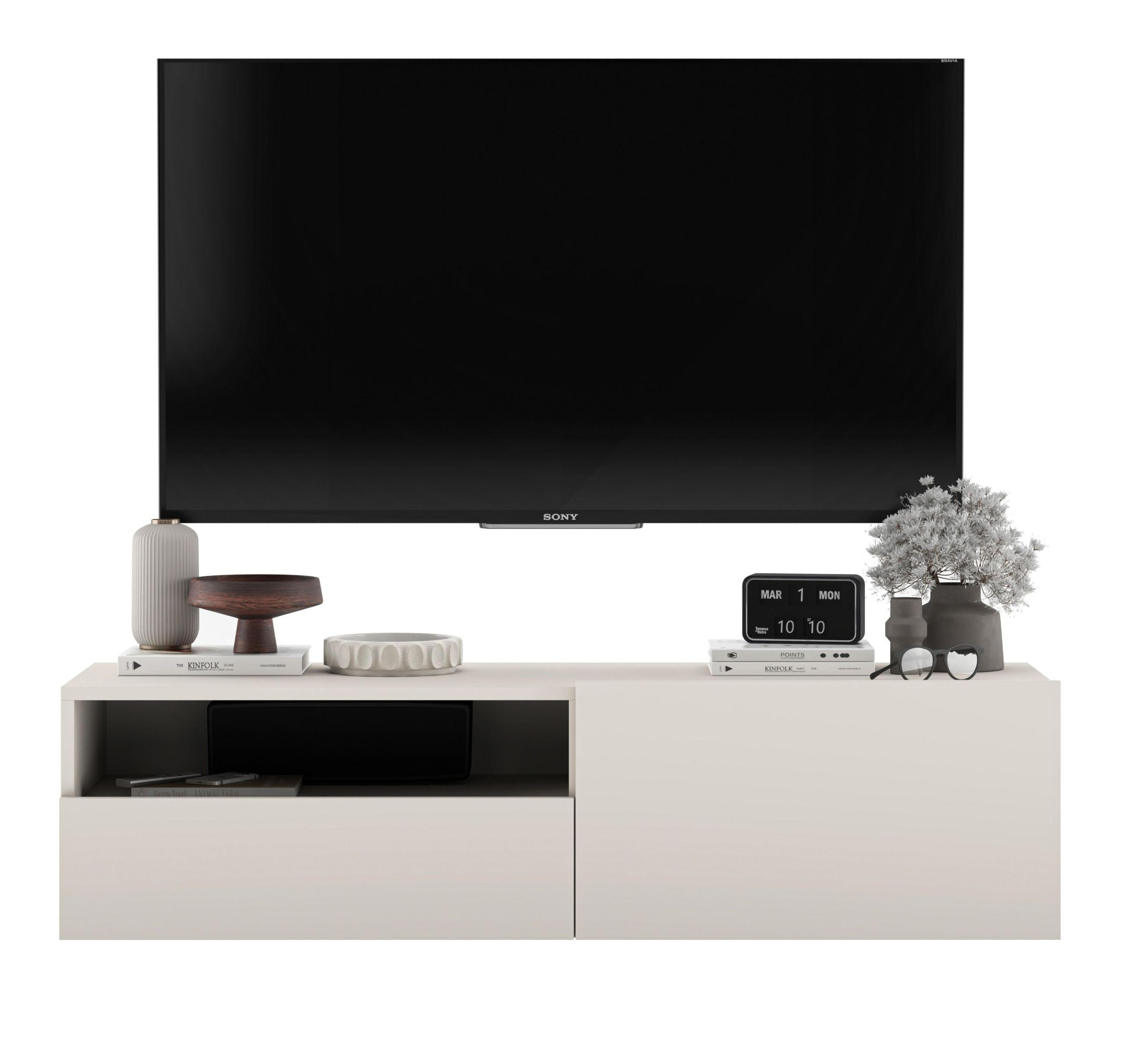 Meble Lindner TV stolek Enjoy Kašmír mat 120 cm se zásuvkou