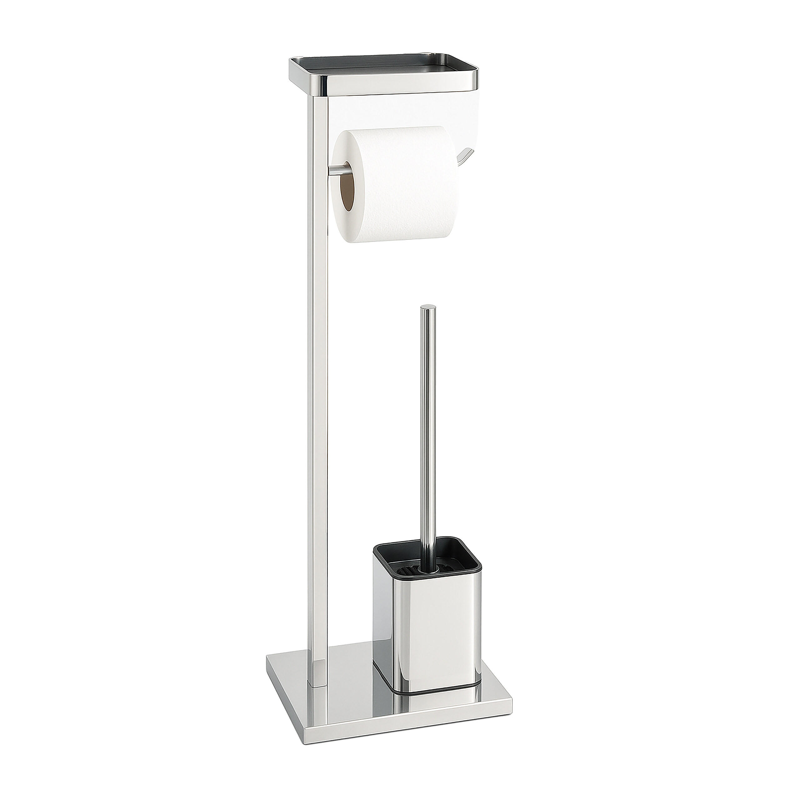 WC súprava - strieborná, kov/plast (25.5/65.5/12.5cm) - Relaxdays