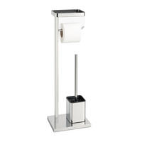 WC súprava - strieborná, kov/plast (25.5/65.5/12.5cm) - Relaxdays