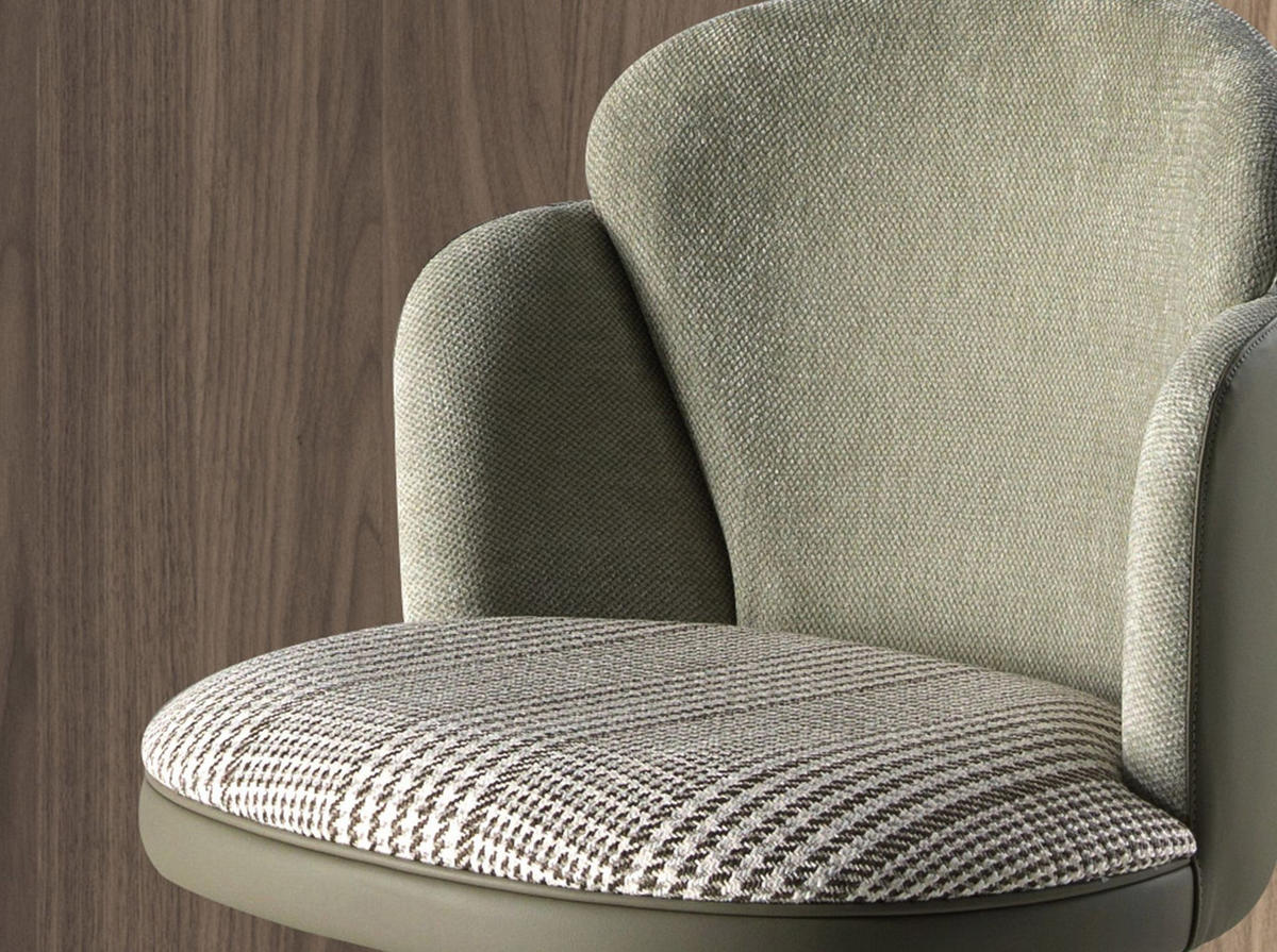 BARHOCKER Drehbar aus dunkelgrünem und weißem Stoff, olivgrün 49/54/83 cm - Edelstahlfarben/Salbeigrün, Leder/Textil (49/83/54cm) - ANGEL CERDA