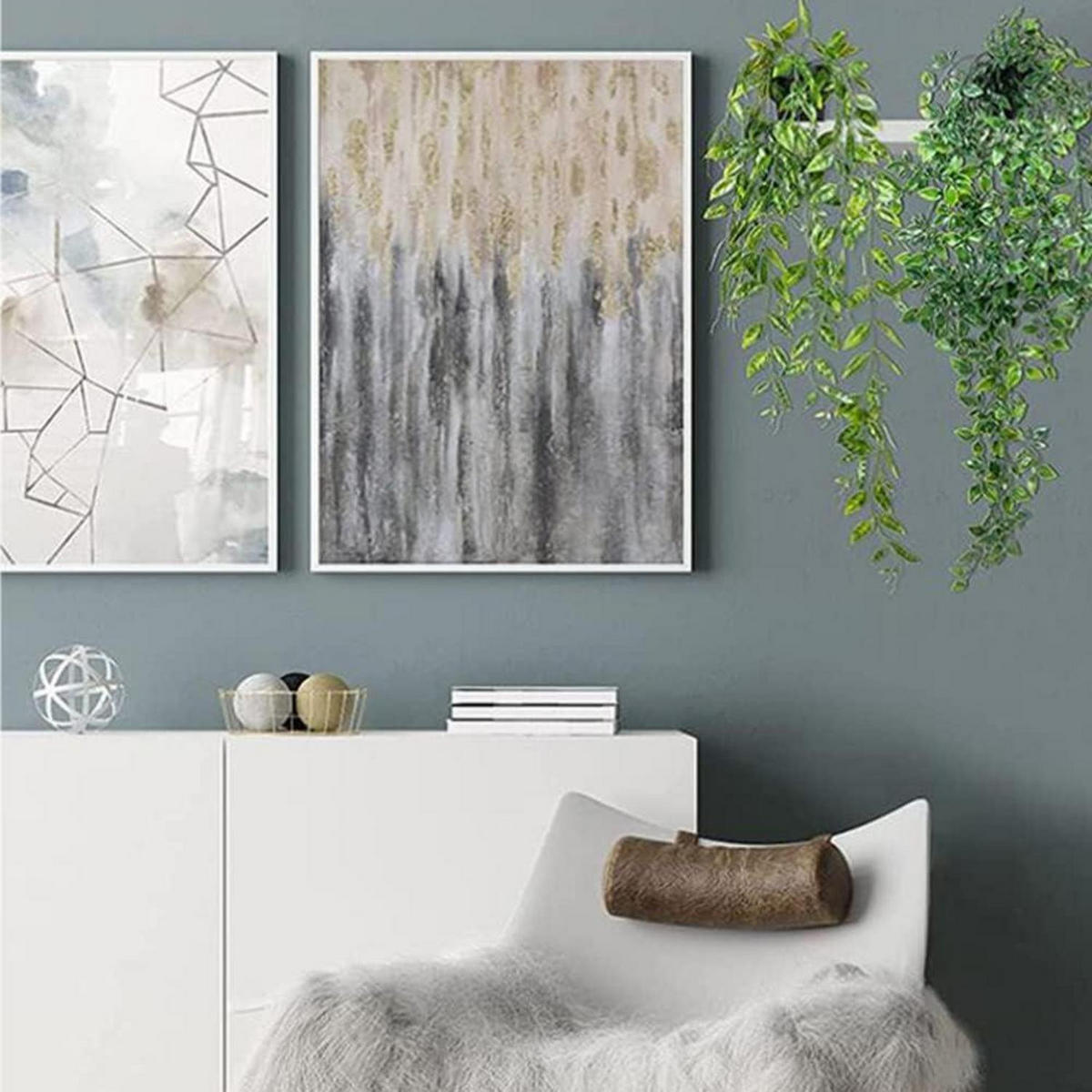 KUNSTPFLANZE Hängend 2-teiliges Set 80 cm - Grün, Kunststoff (85cm)