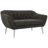 DVOUMÍSTNÁ POHOVKA PIRS 2 - Tmavě šedá Samet - Bílé nohy - bílá/tmavě šedá, kompozitní dřevo/textil (140/75/74cm) - MKS