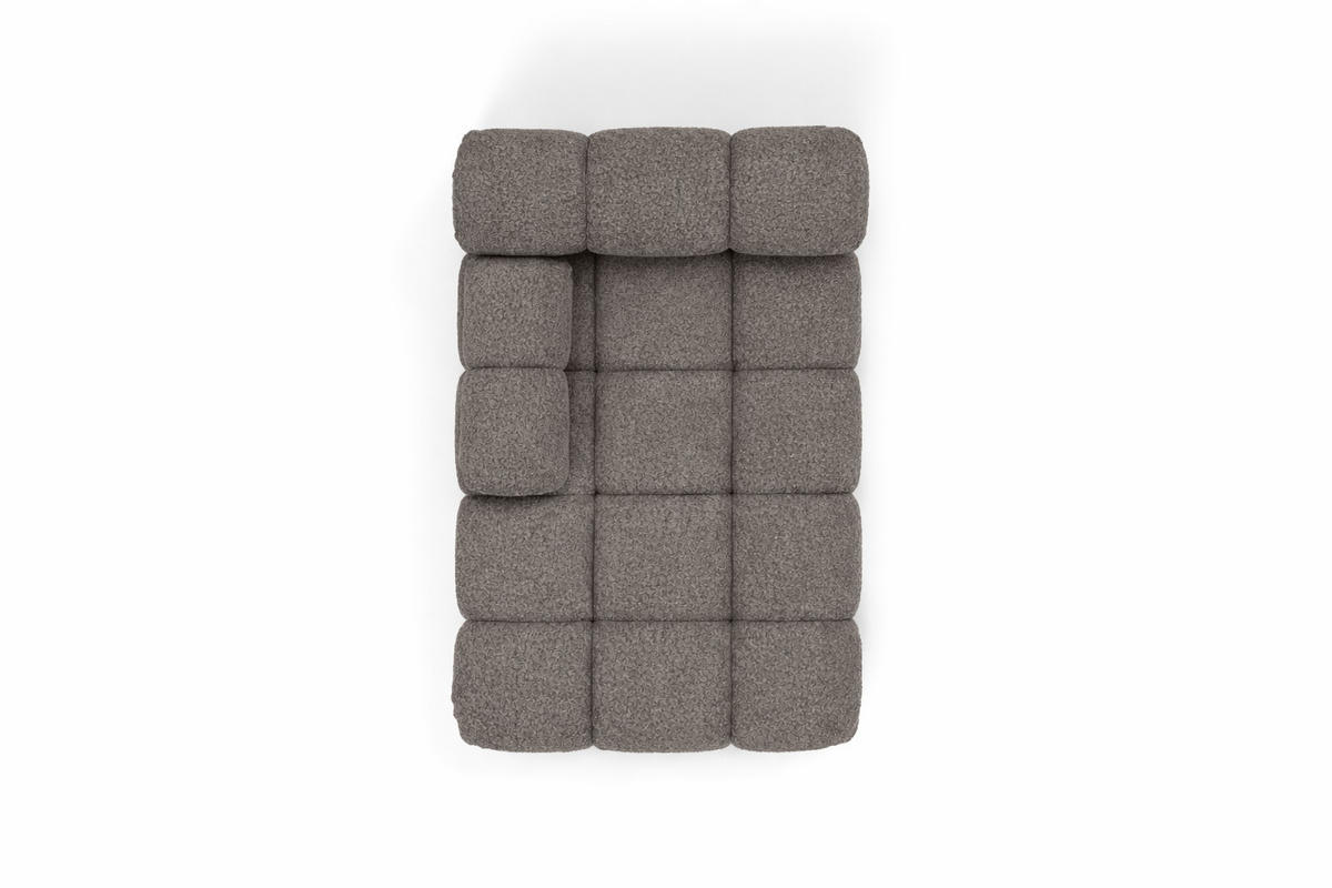 CHAISELONGUE Modular, Bouclé-Stoff Abriamo, Braun, Links, Selia - Braun, Holz (95/70/160cm) - Kaiser Möbel