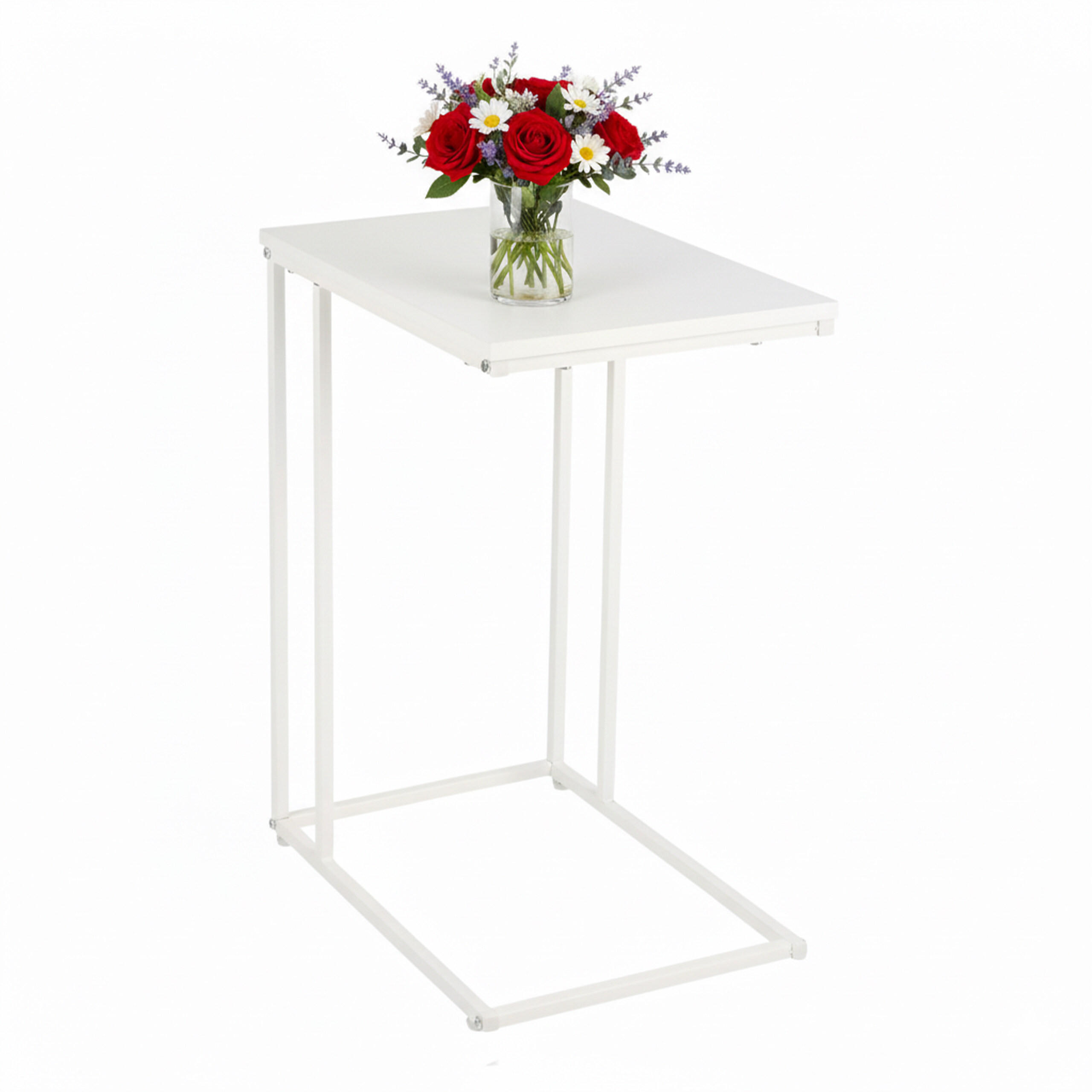 Relaxdays ODKLÁDACÍ STOLEK Bílý tvar C MDF 64 cm