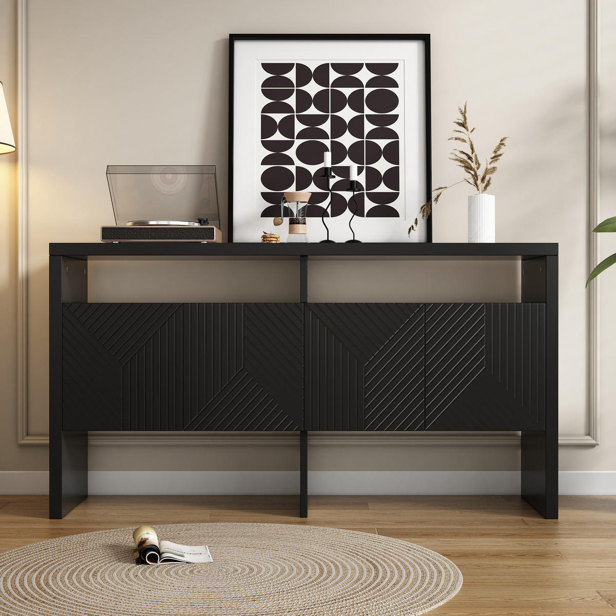 SIDEBOARD Schwarz 140/35/75 cm - Schwarz, Holzwerkstoff (35/75/140cm) - Urban Meuble