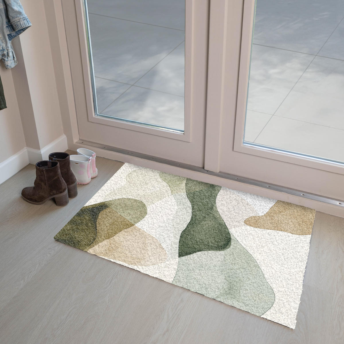 FUSSMATTE Japandi - Abstrakt - Grün 90x60 cm - Multicolor, Kunststoff (90/0.4cm) - MuchoWow