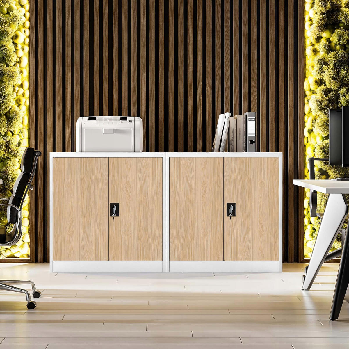 METALLSCHRANK Beata - Beige/Weiß, Metall (90/93/40cm) - Jan Nowak