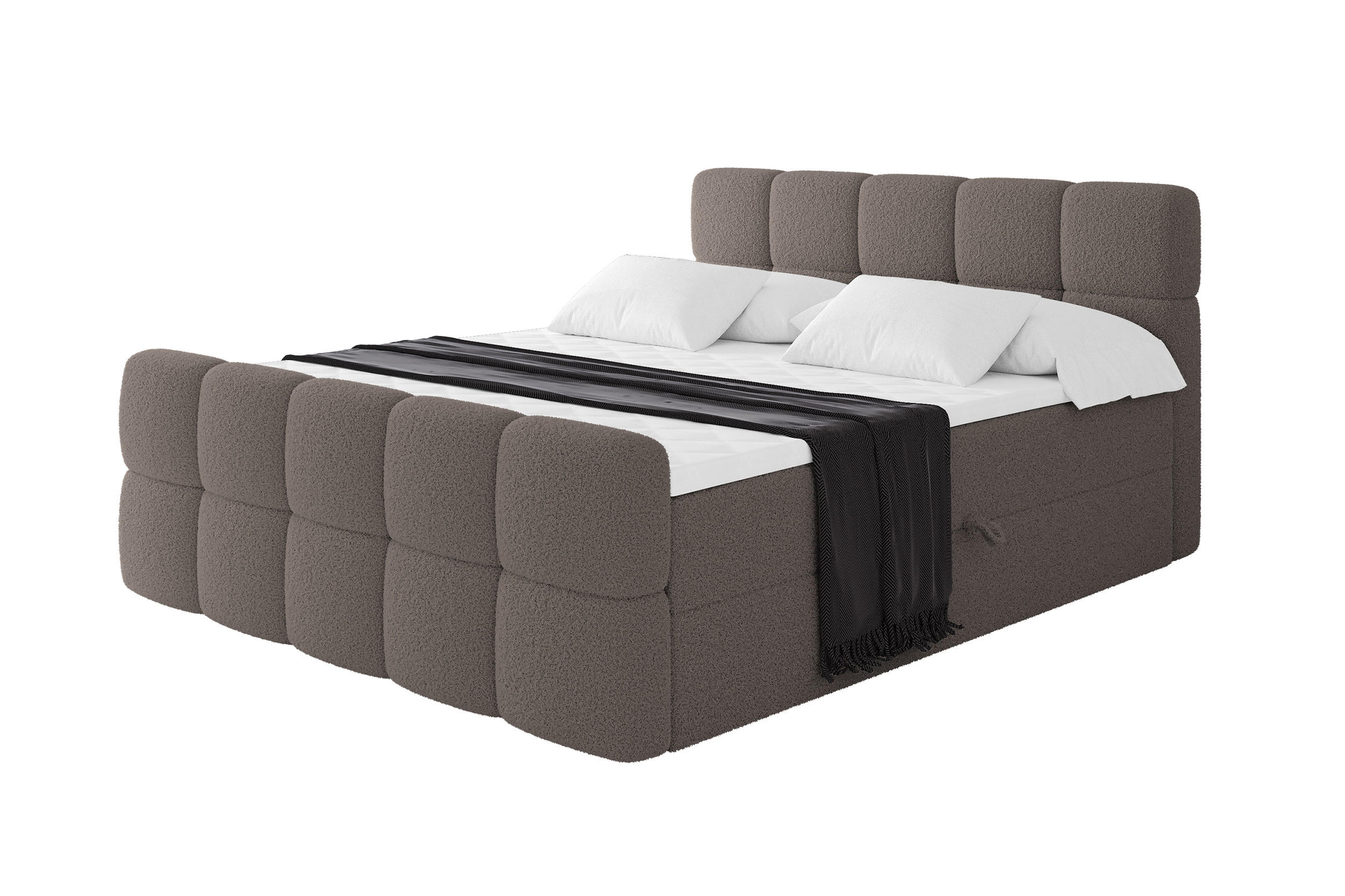BOXBETT mit Matratze H4 - FAMA-Z - 140x200 cm Braun Quelle - Braun, Holzwerkstoff (140/200cm) - ALTDECOR
