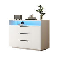 SIDEBOARD 120/40/85 cm mit offenem Regal, 3 Schubladen, Türen und LED-Beleuchtung aus Holzwerkstoff, Weiß - Weiß, Holzwerkstoff (120/85/40cm) - Redom