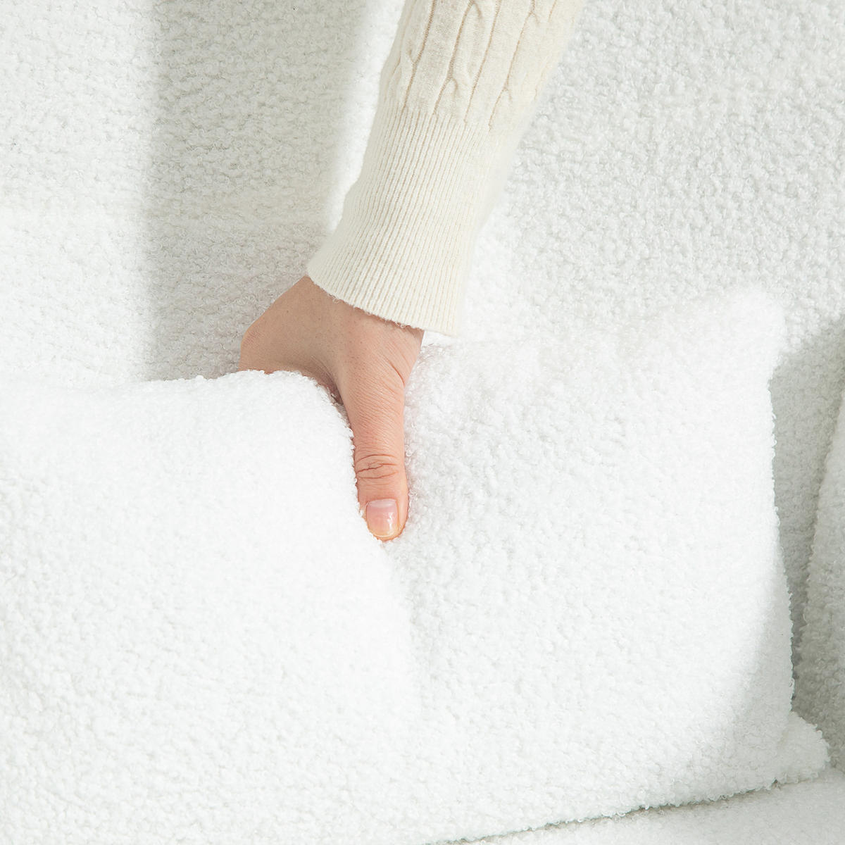 SCHAUKELSTUHL Teddystoff-Optik mit Seitentasche 67/95/100 cm Weiß - Weiß, Textil (67/100/95cm) - Redom