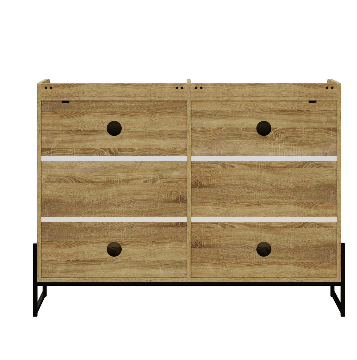 SCHUHSCHRANK aus Spanplatte 121x25x91,5cm in Natur mit Rattan-Türen - Naturfarben, Holzwerkstoff (121/91.5/25cm) - Modfu
