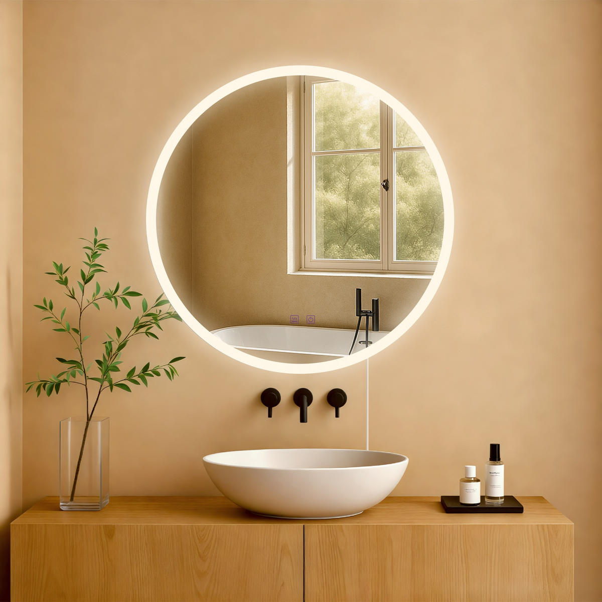 BADSPIEGEL Linz 60 ohne Bluetooth 60x3,5x60cm Glas Klarglas Badezimmerspiegel - Klar, Glas (60/60/3.5cm) - DELUKE