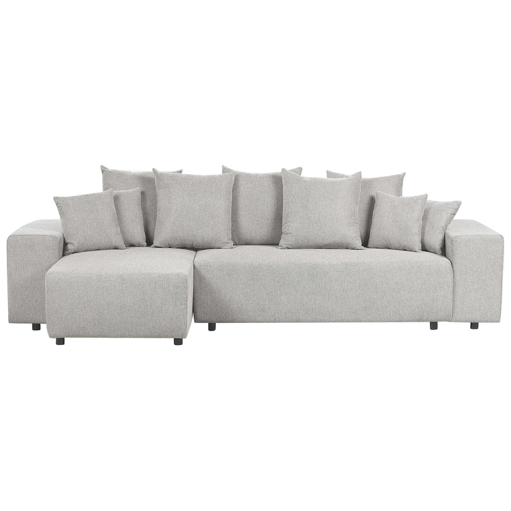 3-SITZER-ECKSOFA hellgrau linksseitig mit Schlaffunktion Stauraum Luspa - Schwarz/Grau, Textil (294/130cm) - Beliani