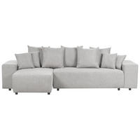 3-SITZER-ECKSOFA hellgrau linksseitig mit Schlaffunktion Stauraum Luspa - Schwarz/Grau, Textil (294/130cm) - Beliani