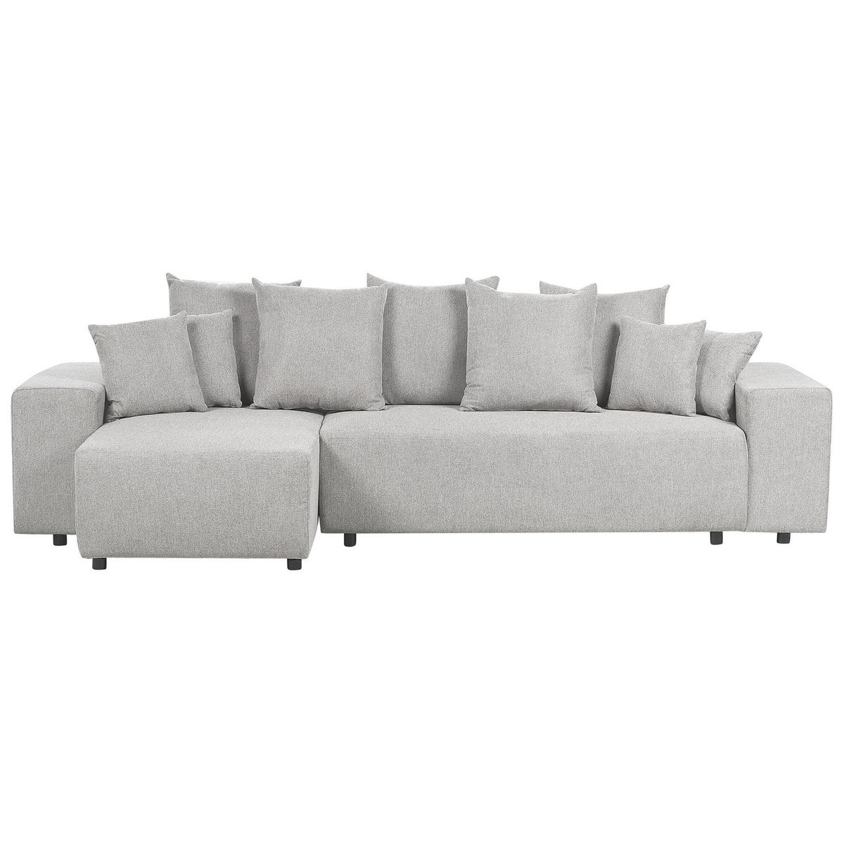 3-SITZER-ECKSOFA hellgrau linksseitig mit Schlaffunktion Stauraum Luspa - Schwarz/Grau, Textil (294/130cm) - Beliani