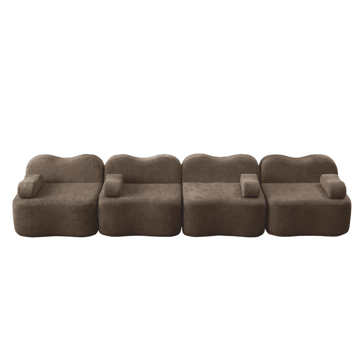 ECKSOFA modular mit Hocker Samt Braun - Braun, Holzwerkstoff (98/70/384cm) - Meubliv