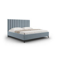 BETT mit Bettkasten und Kopfteil Allison aus strukturiertem Stoff hellblau 140x200cm - Hellblau, Textil (140/200cm) - Micadoni