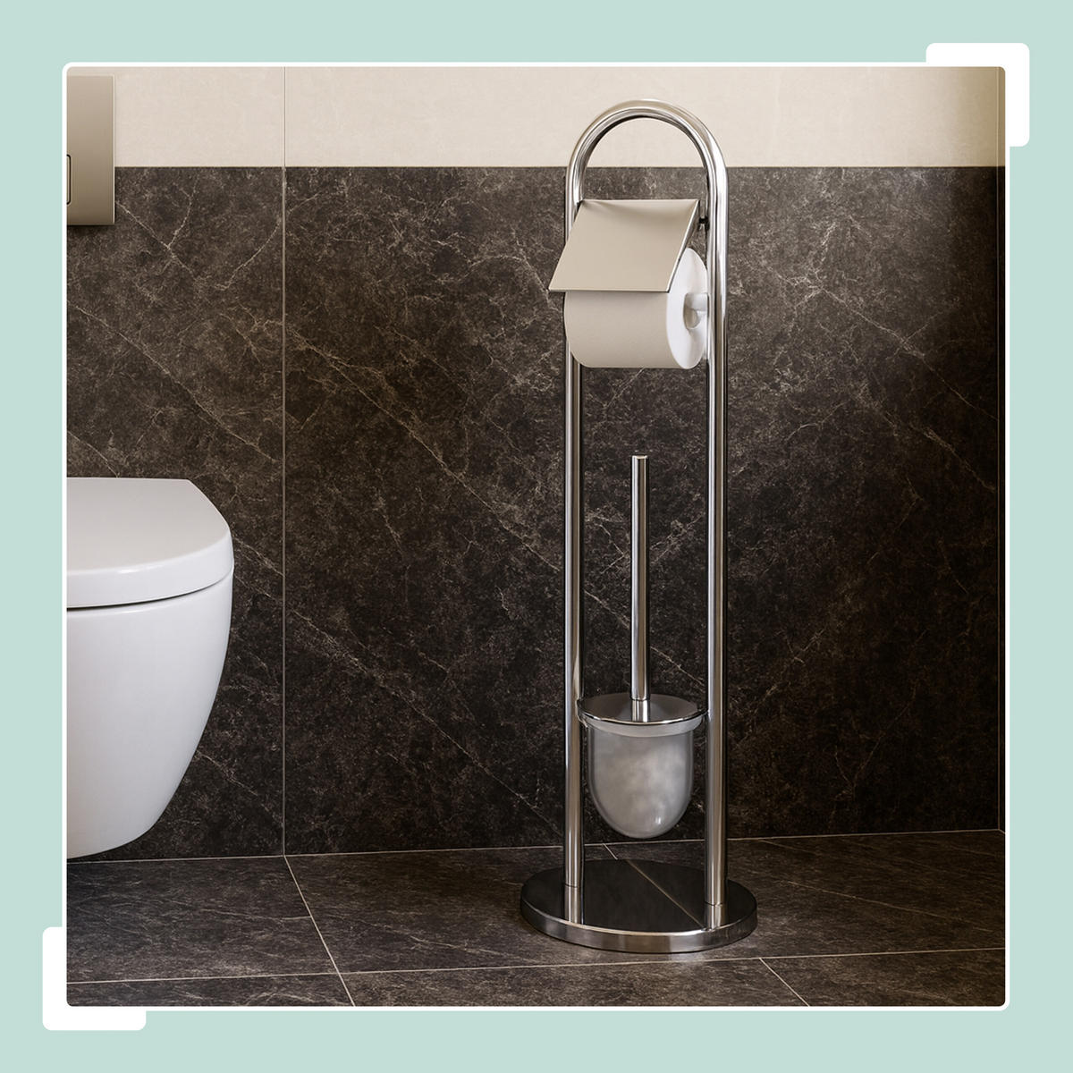 WC-GARNITUR - Silberfarben, Kunststoff/Textil (22/79/22cm) - Relaxdays