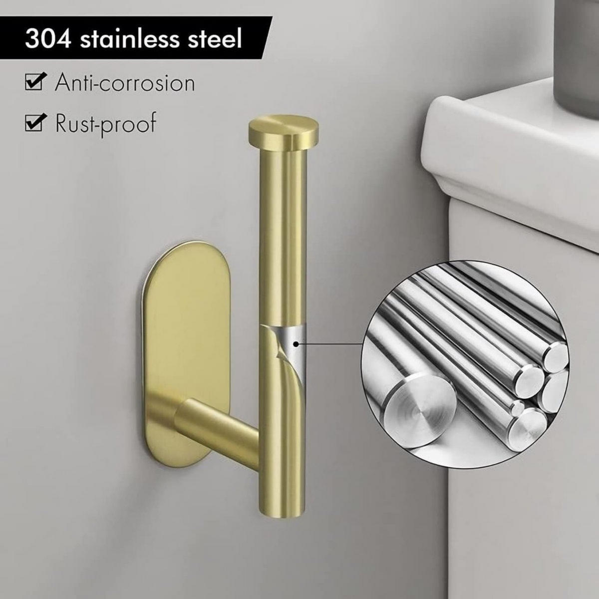 TOILETTENPAPIERHALTER Vergoldet Edelstahl 16 x 7,8 x 4,5 cm ohne Endkappen Badezimmer Baby - Goldfarben, Metall (4.5/7.8/16cm) - MCBOSON