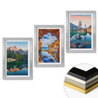 WANDBILDER 3er Set - 20x30 cm Silberner Rahmen - Spiegelungen der Felsen in Bergseen - Silberfarben, Kunststoff (20/30cm) - ArtPrintCave