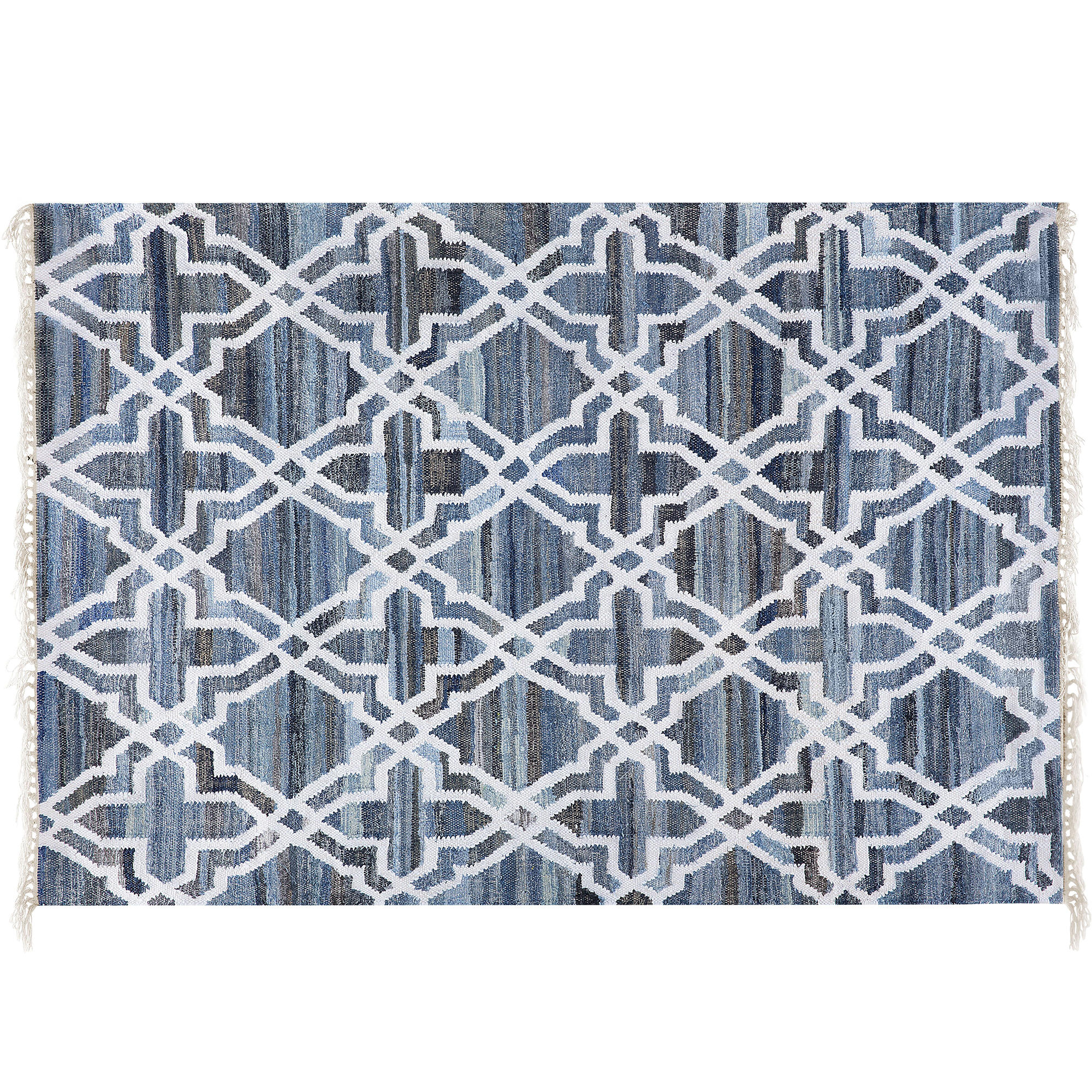 TEPPICH geflochten Adiyaman 200/140 cm - Blau, Textil (140/200cm) - Beliani