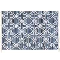 TEPPICH geflochten Adiyaman 200/140 cm - Blau, Textil (140/200cm) - Beliani