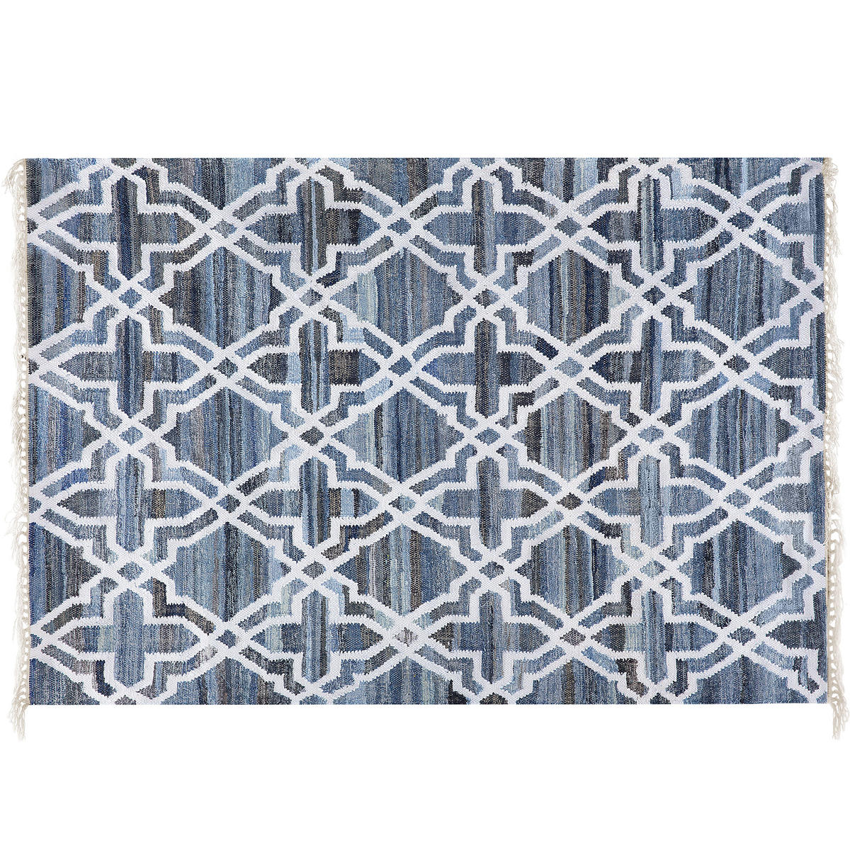 TEPPICH geflochten Adiyaman 200/140 cm - Blau, Textil (140/200cm) - Beliani