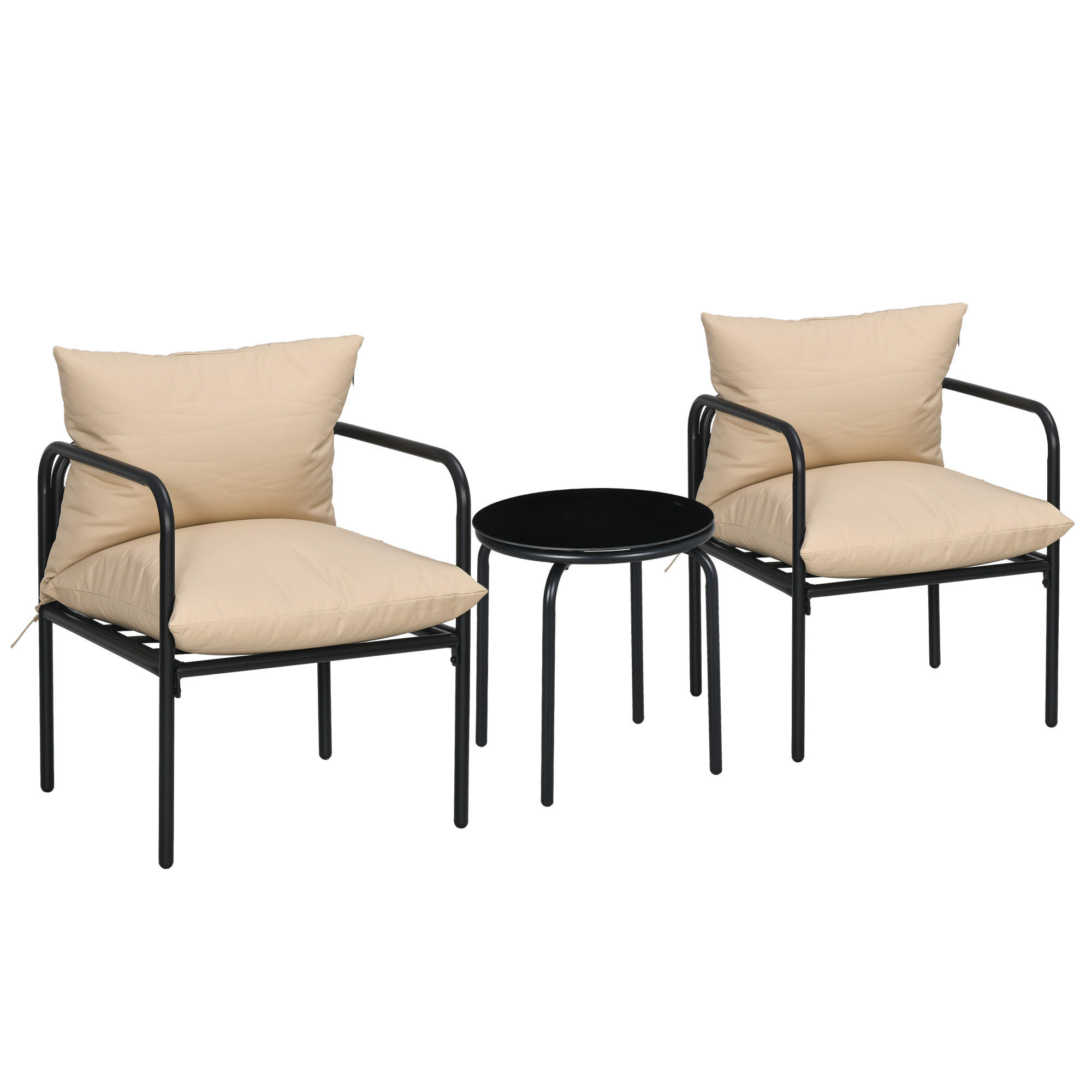 GARTENMÖBEL-SET, Stahl, Polyester, Beige - Beige, Metall - Outsunny