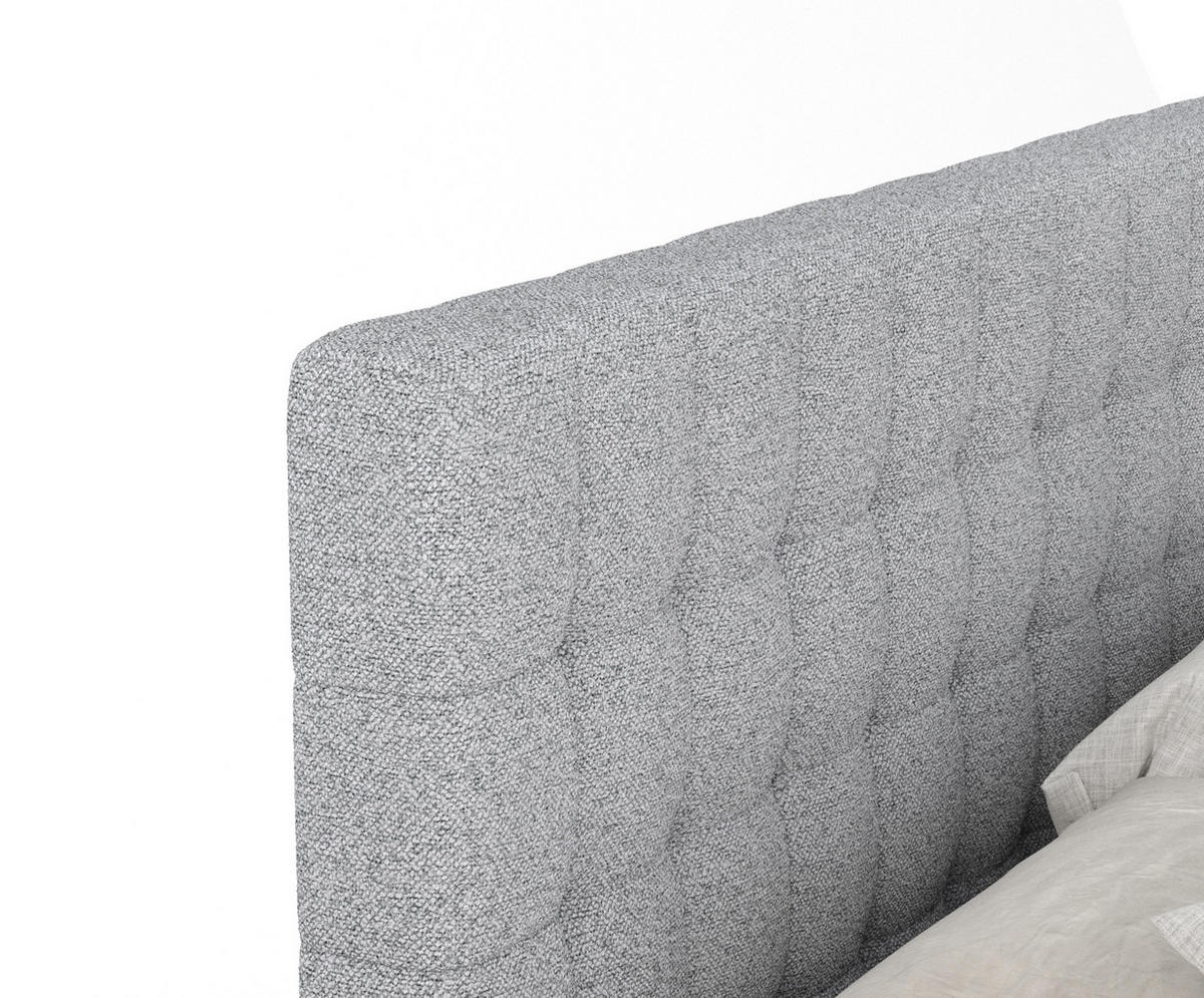 BOXSPRINGBETT Sorrento Hellgrau 140/200 cm mit Latex-Topper - Silberfarben/Hellgrau, Holz/Holzwerkstoff (140/200cm) - Maison de Reve