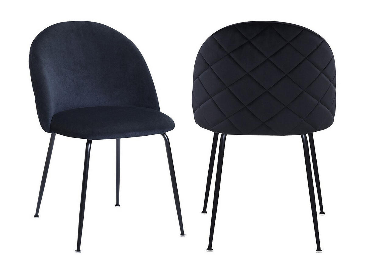 STUHL - 50cm x 55cm - Samt - schwarz - MELBOURNE - Schwarz, Textil (50/77/55cm) - Vente-Unique