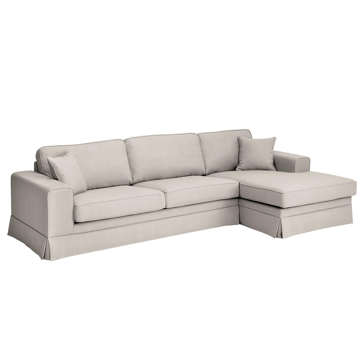 ECKSOFA mit Husse - Longchair, Webstoff - Hellgrau/Schwarz, Kunststoff/Textil (300/165cm) - home24