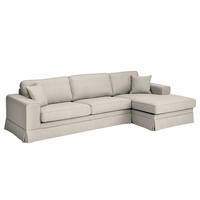 ECKSOFA mit Husse - Longchair, Webstoff - Hellgrau/Schwarz, Kunststoff/Textil (300/165cm) - home24