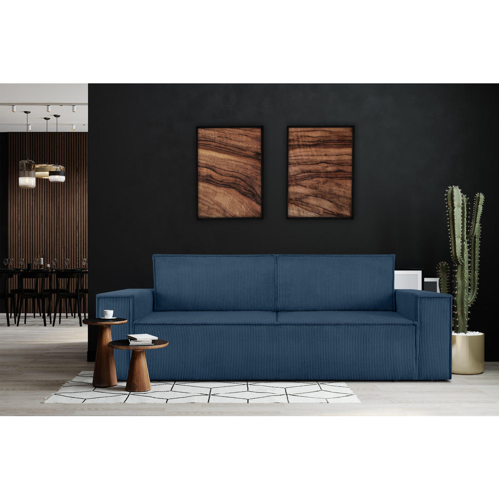 Thumbnail - Konsimo® 3-Sitzer-Schlafsofa, Dunkelblau, Blau, Textil, 244x89x101 cm, FSC 100%, Hergestellt in Europa, Wohnzimmer, Sofa...
