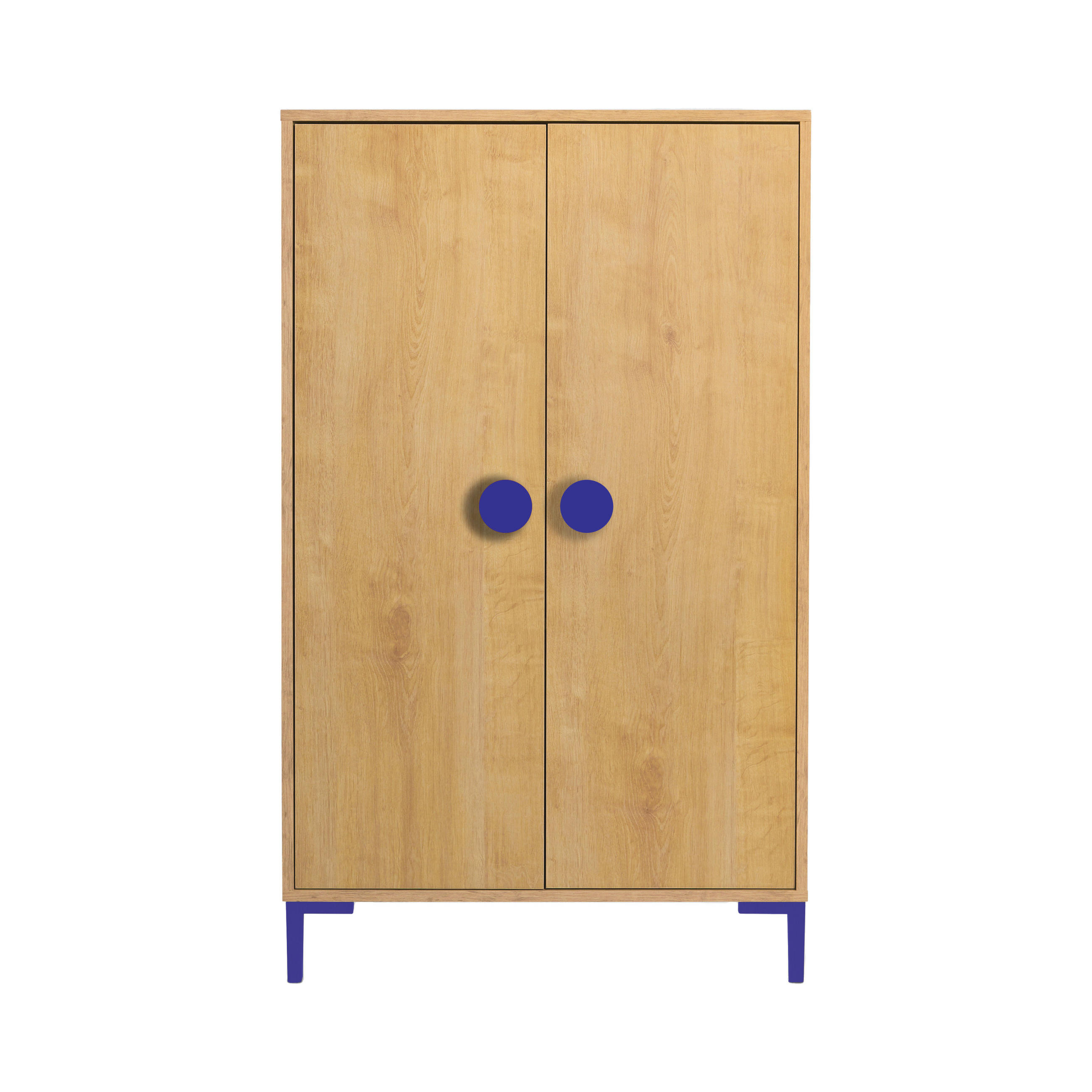 KLEIDERSCHRANK mit 2 Türen, Eichenholzoptik mit blauen Details ALVA KIDS - Blau/Eiche Artisan, Holzwerkstoff (75/123/45cm) - RNT By Really Nice Things