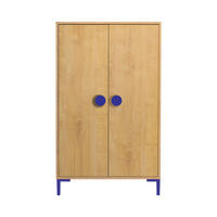 KLEIDERSCHRANK mit 2 Türen, Eichenholzoptik mit blauen Details ALVA KIDS - Blau/Eiche Artisan, Holzwerkstoff (75/123/45cm) - RNT By Really Nice Things