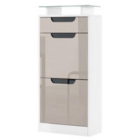 SCHUHSCHRANK Fiesta Sandgrau Hochglanz / Schwarz Hochglanz - Sandfarben, Holzwerkstoff (46/104/23cm) - Vladon