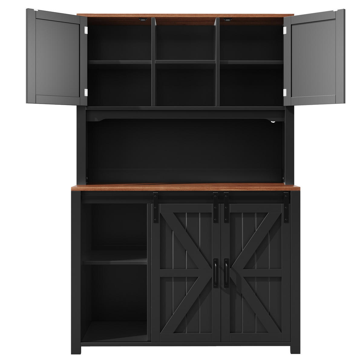 KUCHYŇSKÁ skříňka z MDF a kovu 115x40x174,7 cm černá s posuvnými dvířky, zásuvkami a LED osvětlením - černá, kompozitní dřevo (115/174.7/40cm) - Modfu