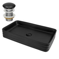 WASCHBECKEN - Schwarz, Keramik (38/12/68cm) - ML-DESIGN